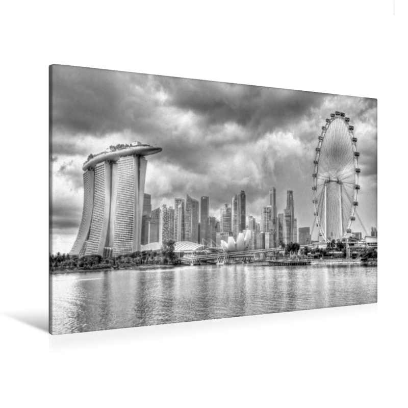 Singapore Skyline Bei Premium Textil Leinwand Bild Auf Keilrahmen Calvendo