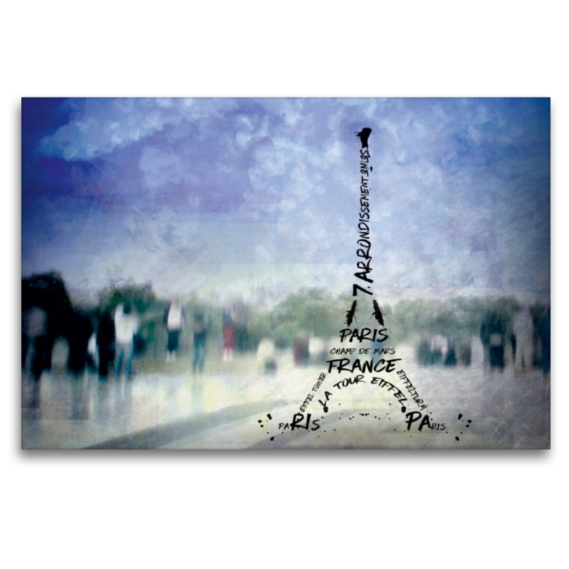 PARIS Trocadero und Eiffelturm Typografie