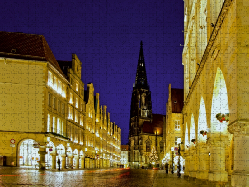 Münster - Der Prinzipalmarkt, im Hintergrund die St. Lamberti-Kirche