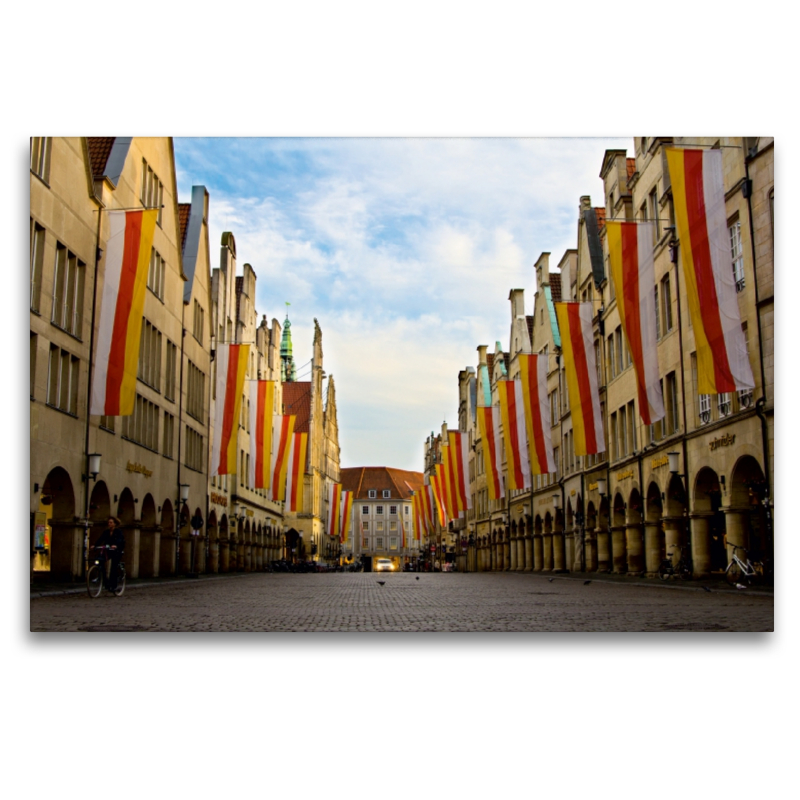 Münster - Prinzipalmarkt, der Platz mit den charakteristischen Giebelhäusern und Bogengängen.