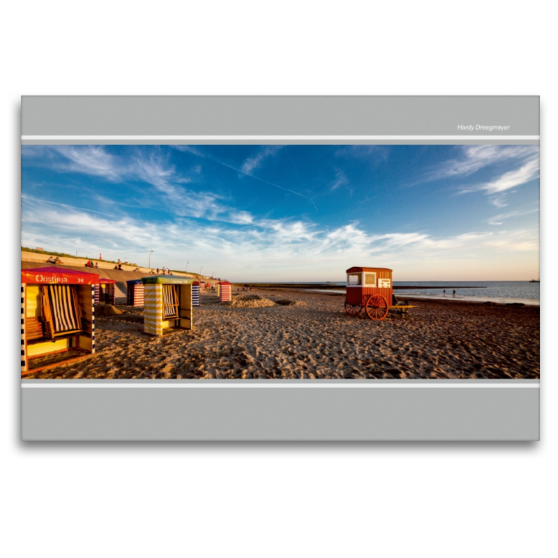 Borkum, Badekarren im Sonnenuntergang