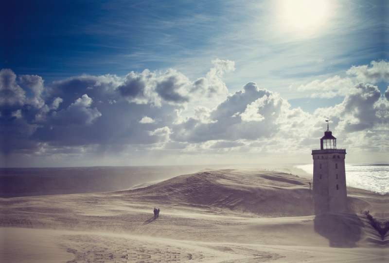 Sandsturm am Leuchtturm