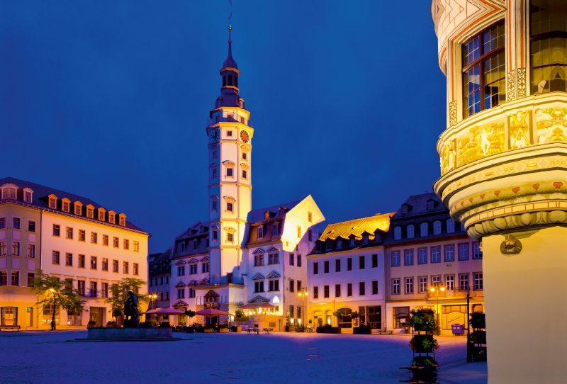 Rathaus und Stadtapotheke am Markt in Gera