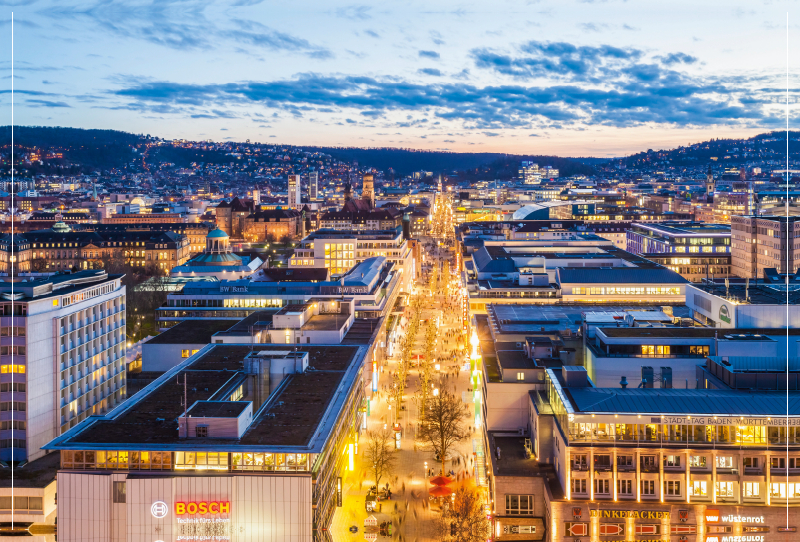 Blick über die Königstraße in Stuttgart