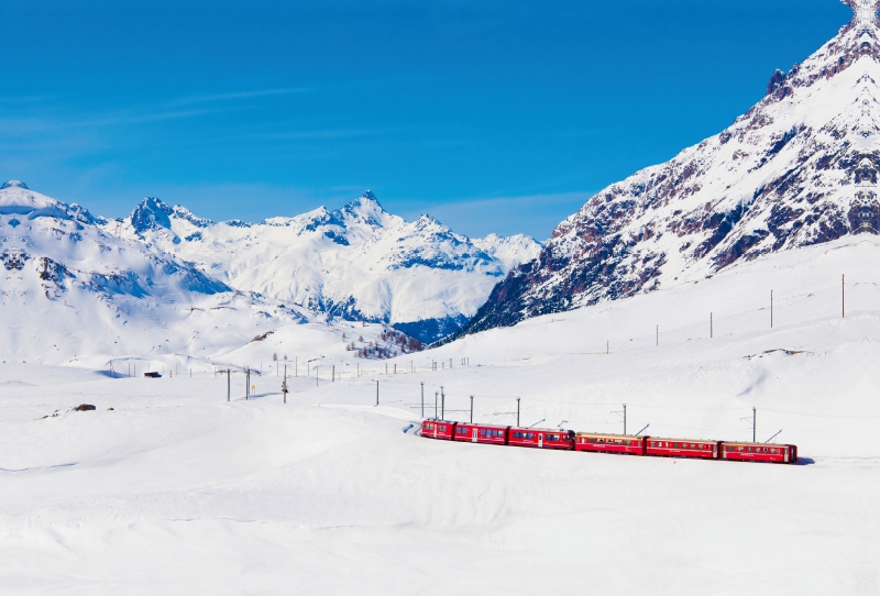 Rhätische Bahn am Bernina Pass