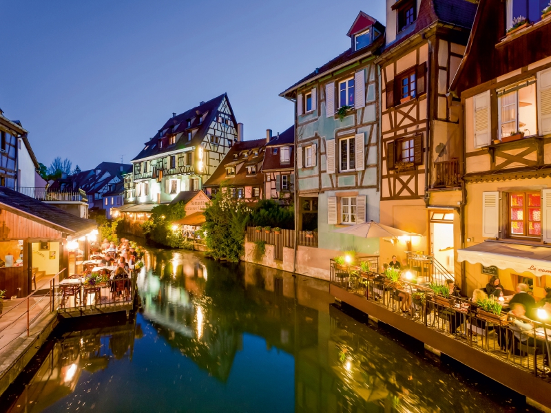 Restaurants am Ufer der Lauch, Petite Venise, Colmar