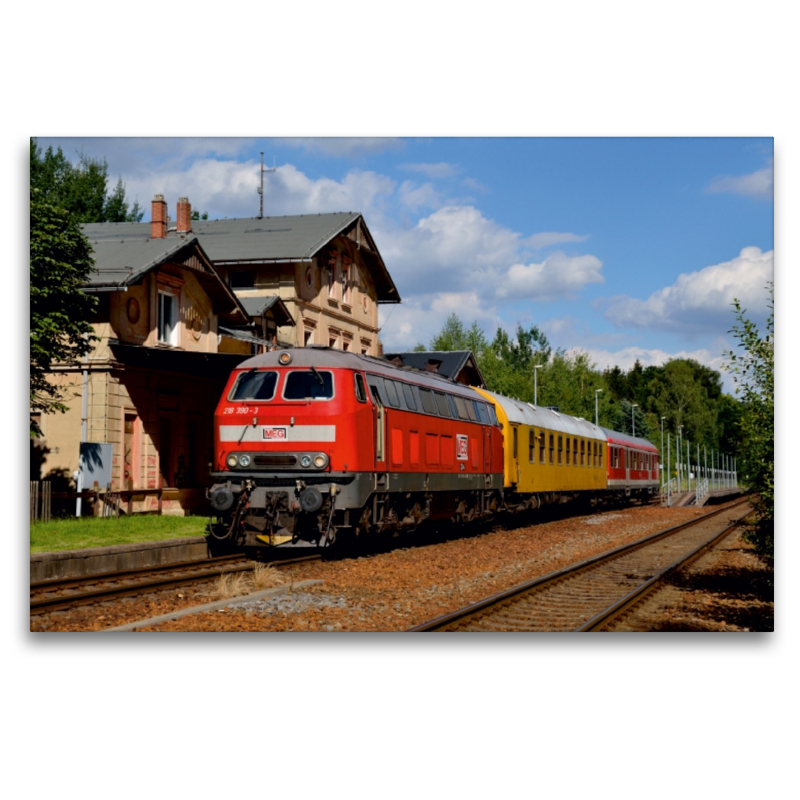 218 390-3 mit einem Messzug in Neukirch (Lausitz) West am 20.07.2016