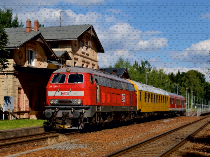 218 390-3 mit einem Messzug in Neukirch (Lausitz) West am 20.07.2016