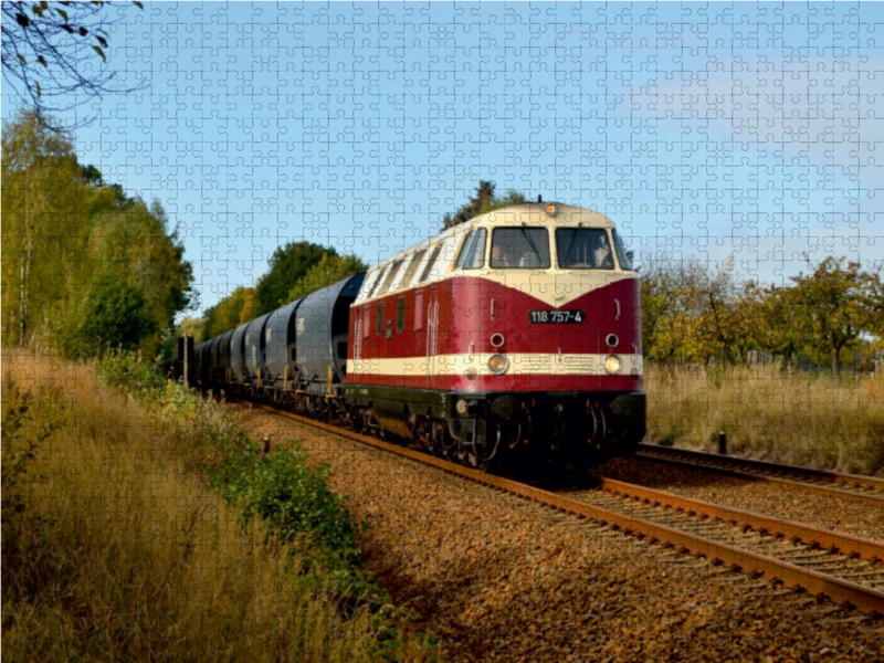 118 757-4 mit einem Getreidezug bei Medewitz am 23.10.2015