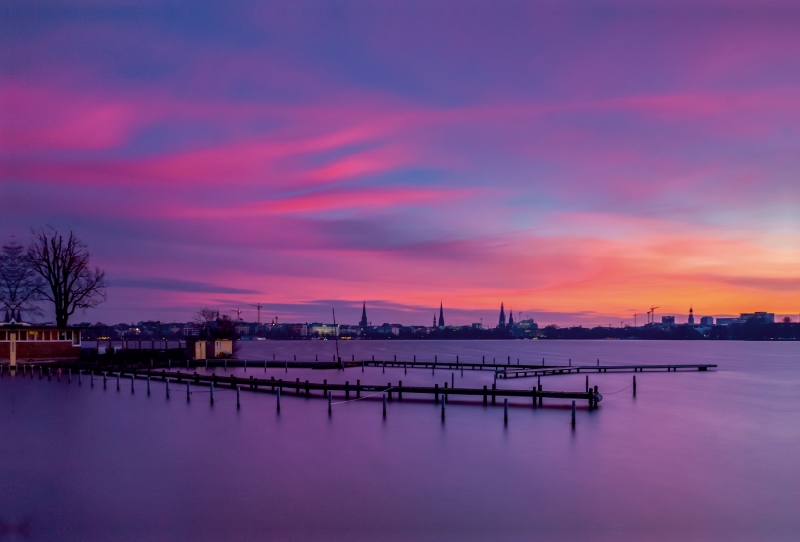 Abenddämmerung an der Außenalster