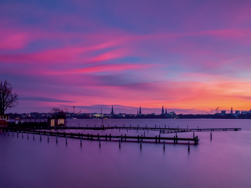 Abenddämmerung an der Außenalster