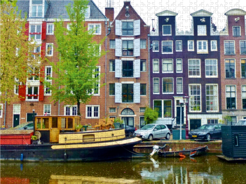 Amsterdam - Gracht mit Hausboot