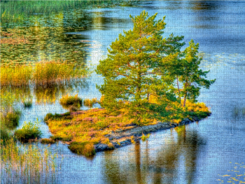 Sehnsucht Schweden - Insel mit Bäumen in Schwedens größtem See - dem Vänern