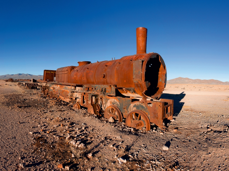 Eisenbahnfriedhof bei Uyuni, 3.650 m ü. N., Bolivien