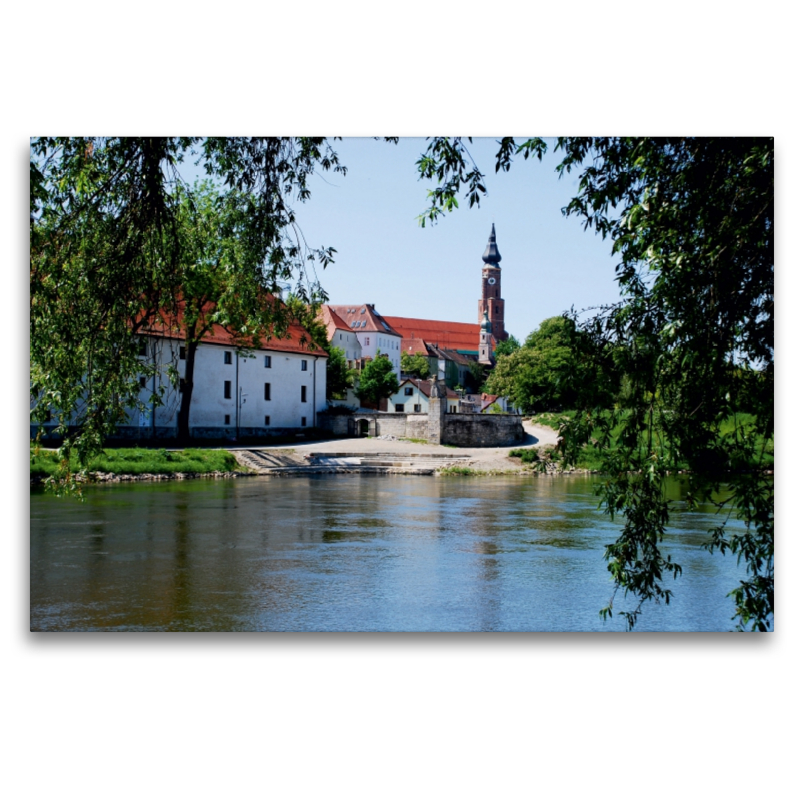 Blick über die Donau auf das Herzogschloß und den Adler