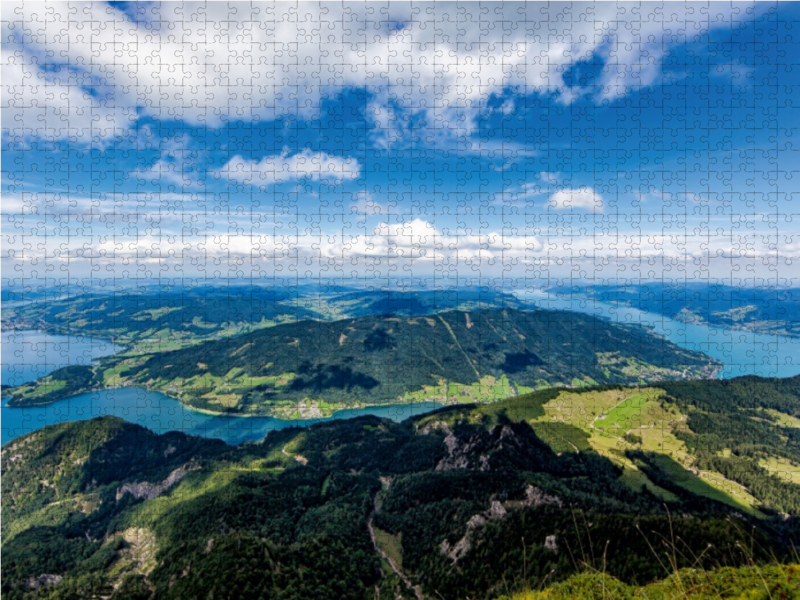 Mondsee und Attersee von der Schafbergspitze aus gesehen