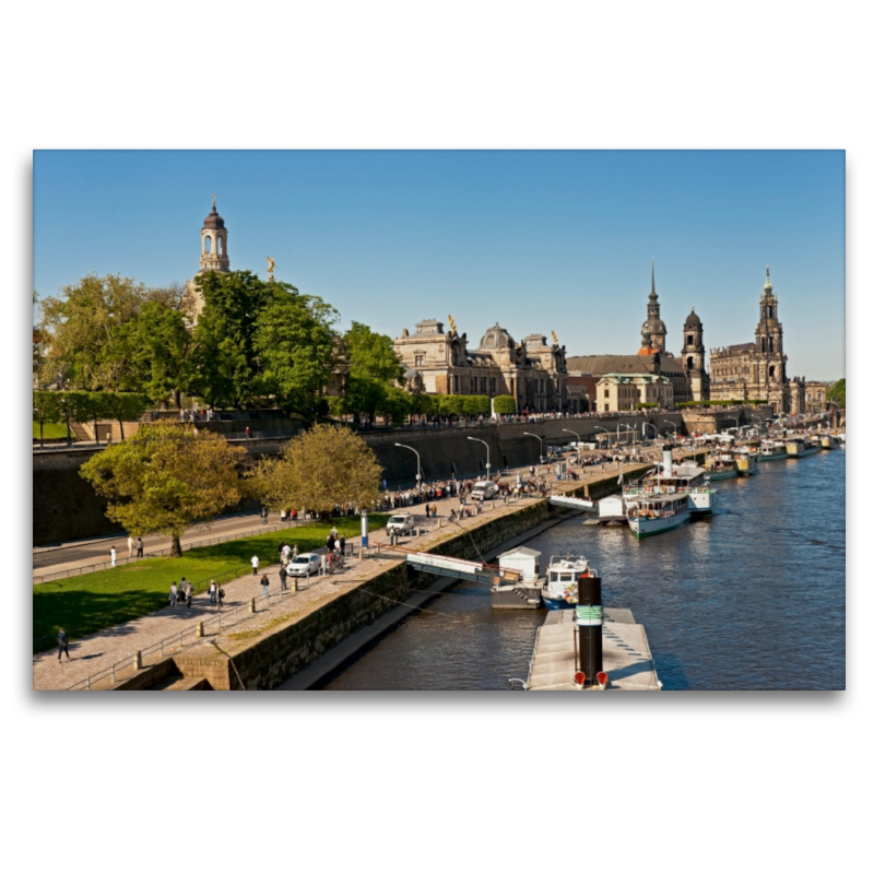 Brühlsche Terrasse und Raddampfer-Anlegestelle der Sächsischen Dampfschifffahrt, Dresden