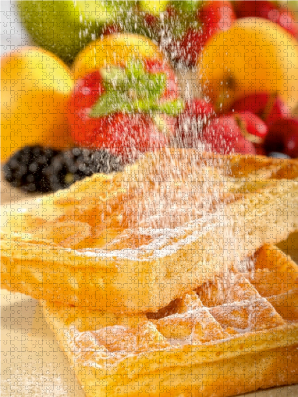 Frische Waffeln mit Obst