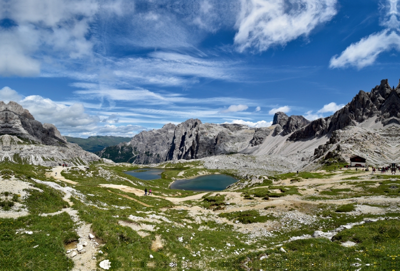 Blick von der Dreizinnenhütte auf Lago dei Piani (Die Bödenseen)