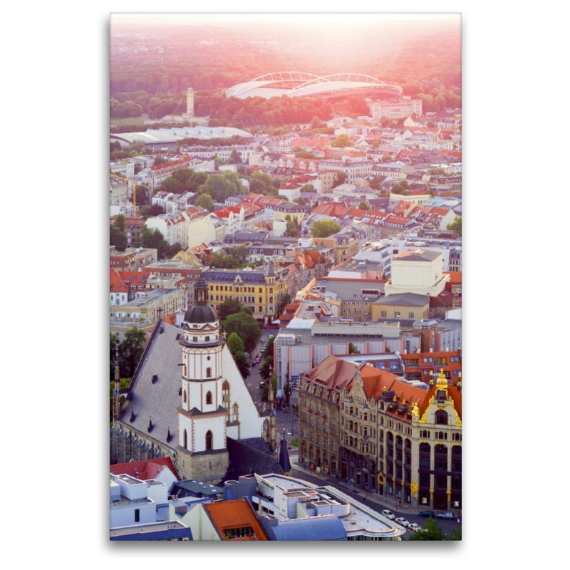 Leipzig mit der Thomaskirche und dem Stadion