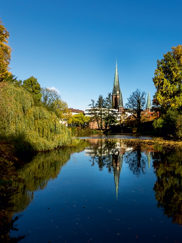 Schloßteich mit St. Lambertikirche