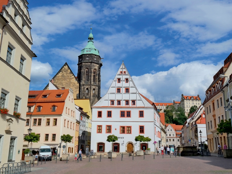 Marktplatz mit Canaletto-Blick, Altstadt,            N50°57'44.2476', E13°56'28.734'