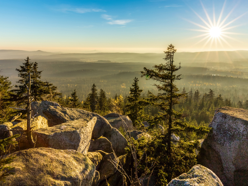 Herbststimmung auf dem Kösseinegipfel im Fichtelgebirge