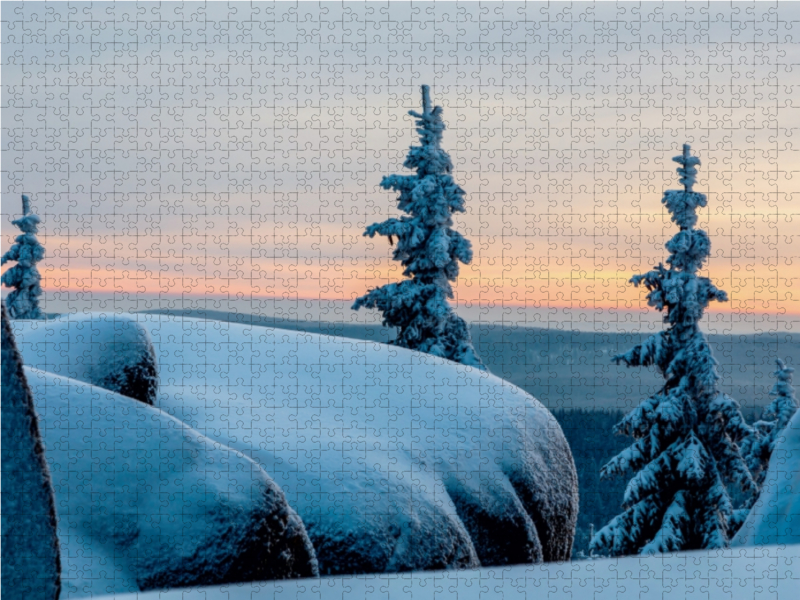 Winterstimmung auf dem Nußhardtgipfel im Fichtelgebirge