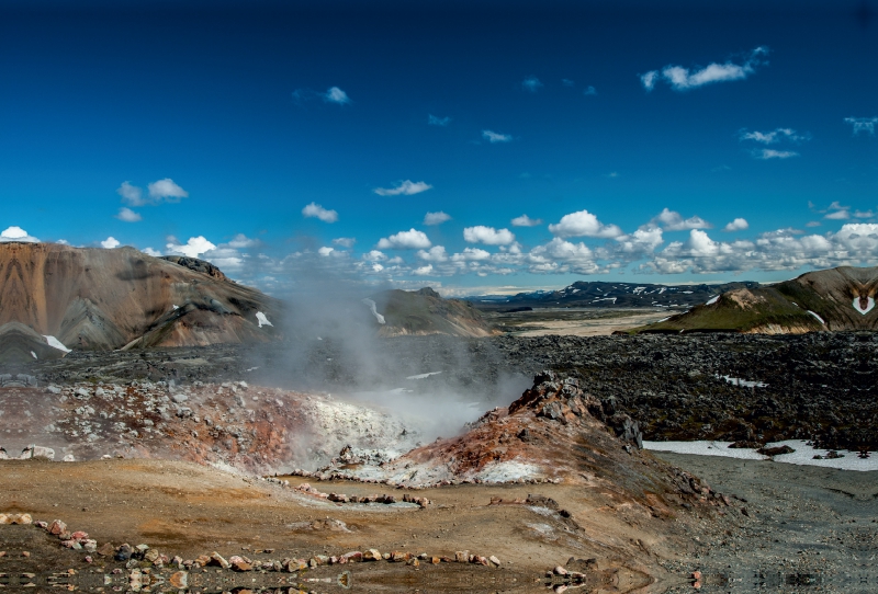 Dampfende Erde in Landmannalaugar