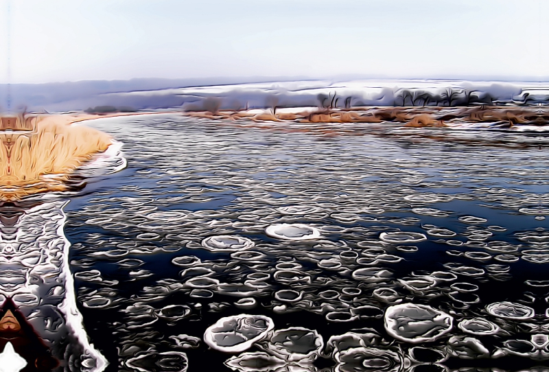 Eisschollen auf der Weser