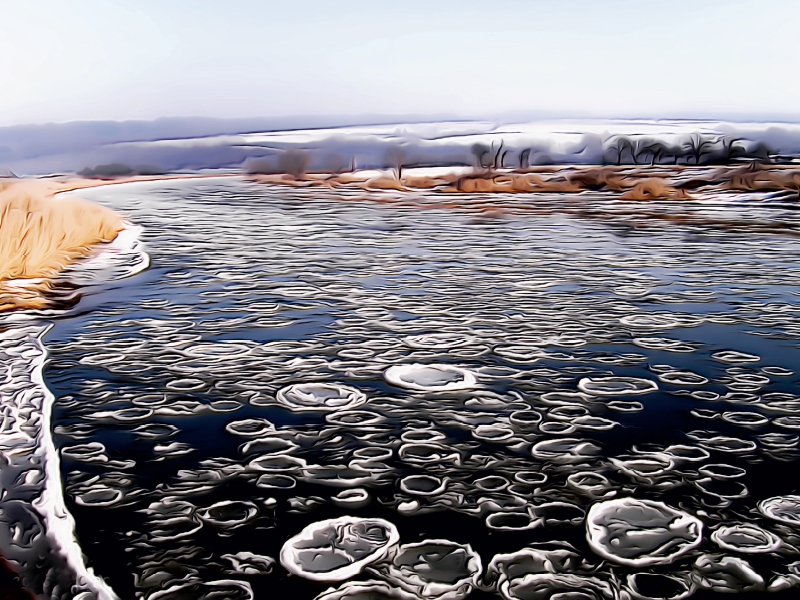 Eisschollen auf der Weser