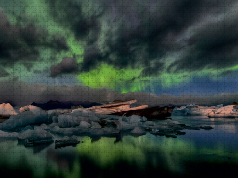 Polarlicht über dem Jökulsarlon