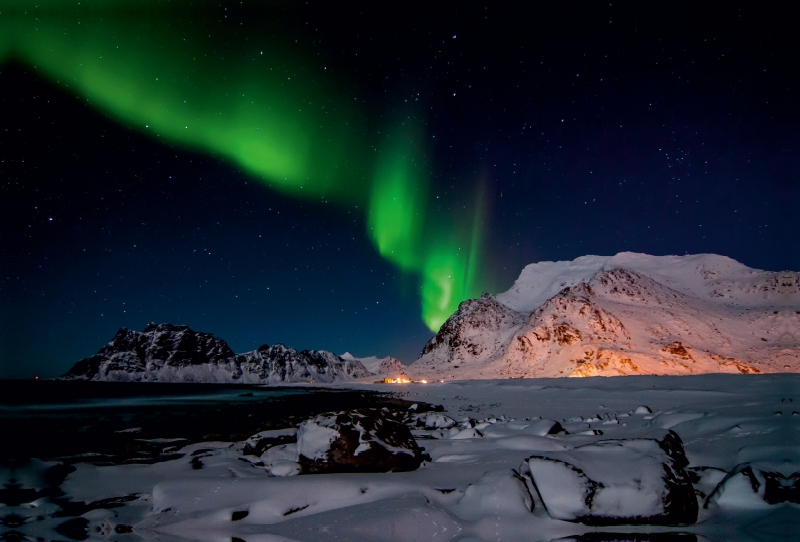 Polarlicht bei Utakleiv auf den Lofoten