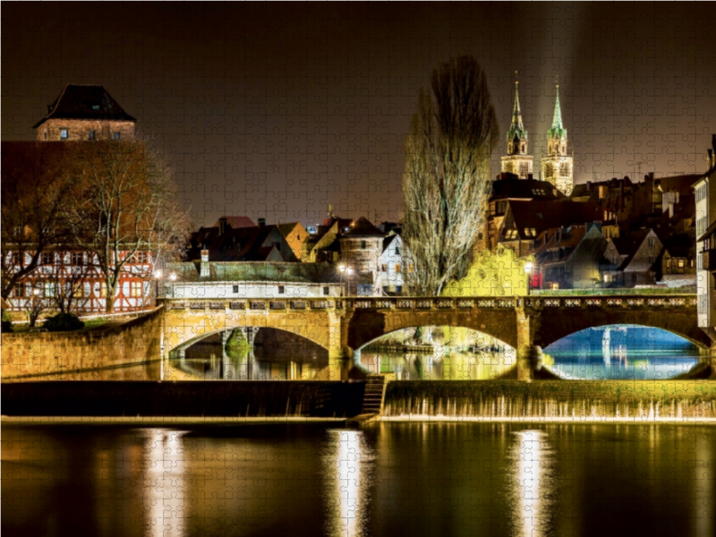 Blick auf die Maxbrücke vom Kettensteg aus