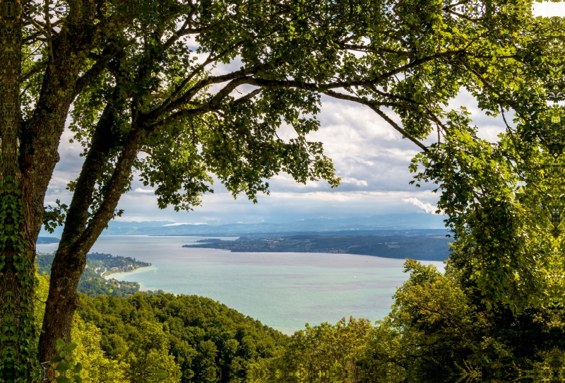 Herbstlicher Blick vom schönen Haldenhof über den Bodensee