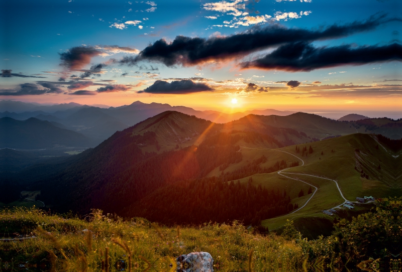 Sonnenuntergang am Roßkopf, Tegernsee