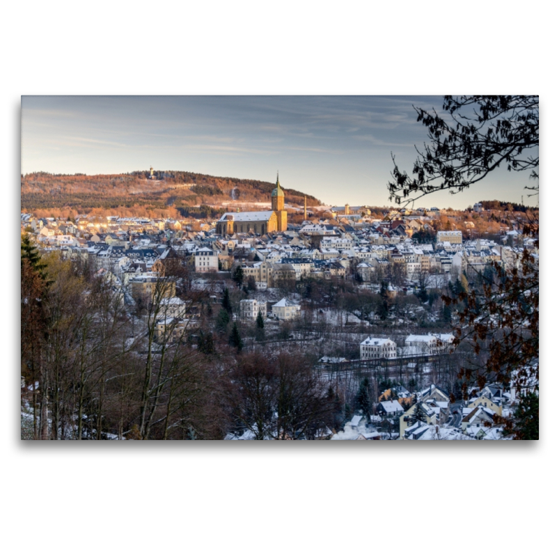 Sonnenuntergang mit Blick auf Annaberg-Buchholz