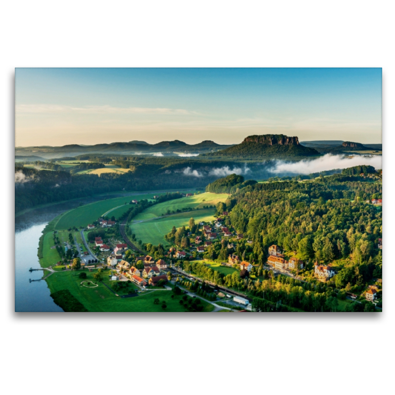 Blick auf Elbe und den Kurort Rathen, Sächsische Schweiz