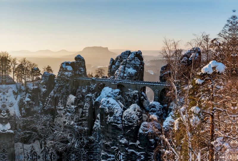 Basteibrücke im Winter, Sächsische Schweiz