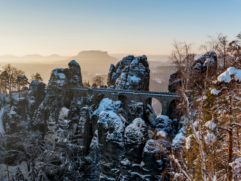 Basteibrücke im Winter, Sächsische Schweiz