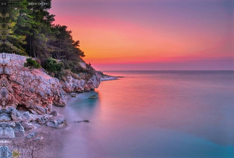 Sonnenuntergang in die nähe von Agios Ioannis, Lefkada, Griechenland.