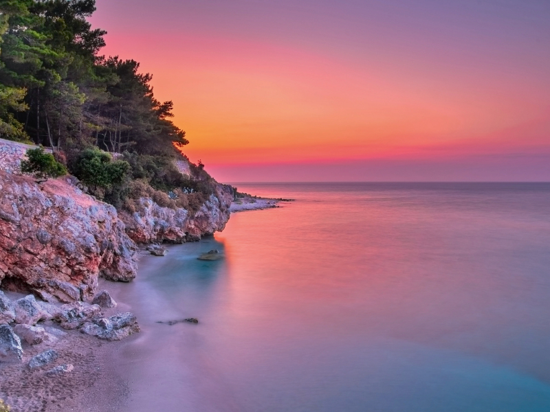 Sonnenuntergang in die nähe von Agios Ioannis, Lefkada, Griechenland.