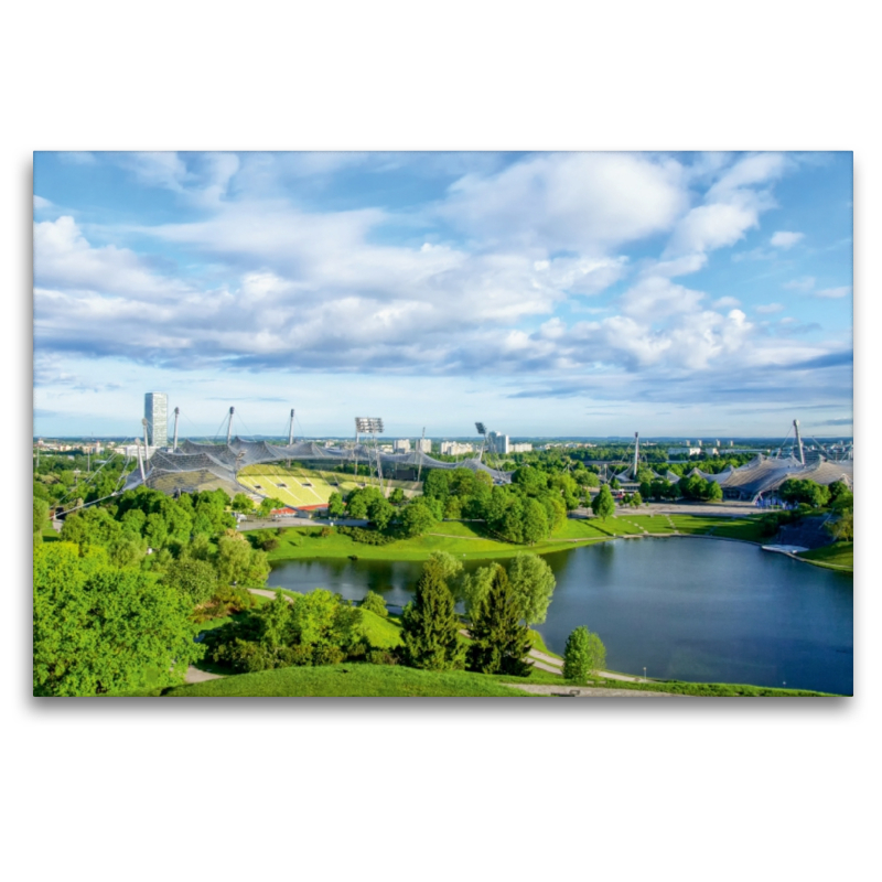 Blick auf den Olympiasee und das Stadion