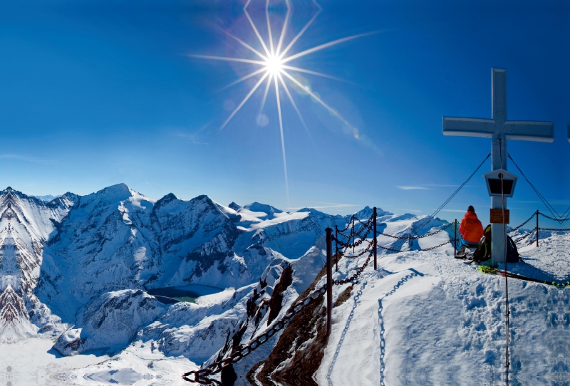 Am Kitzsteinhorn mit Ausblick in die Glocknergruppe