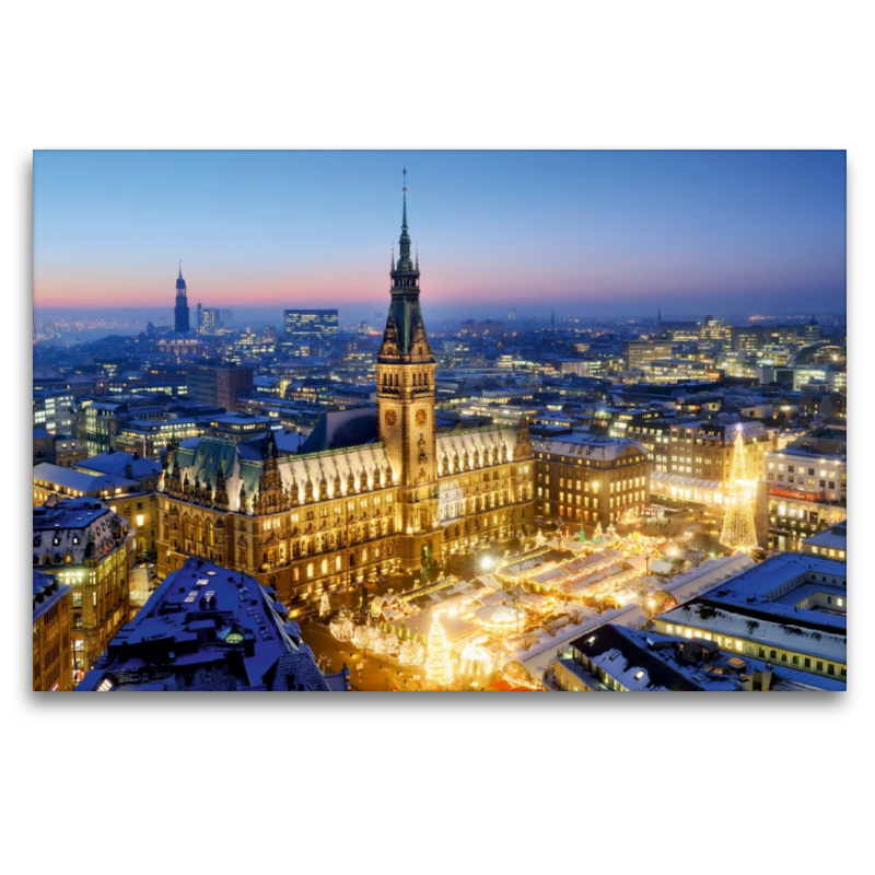 Das Hamburger Rathaus und Weihnachtsmarkt