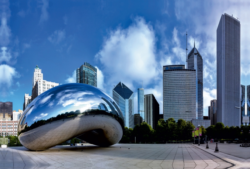 Chicago, Illinois, Skyline im Millenium Park