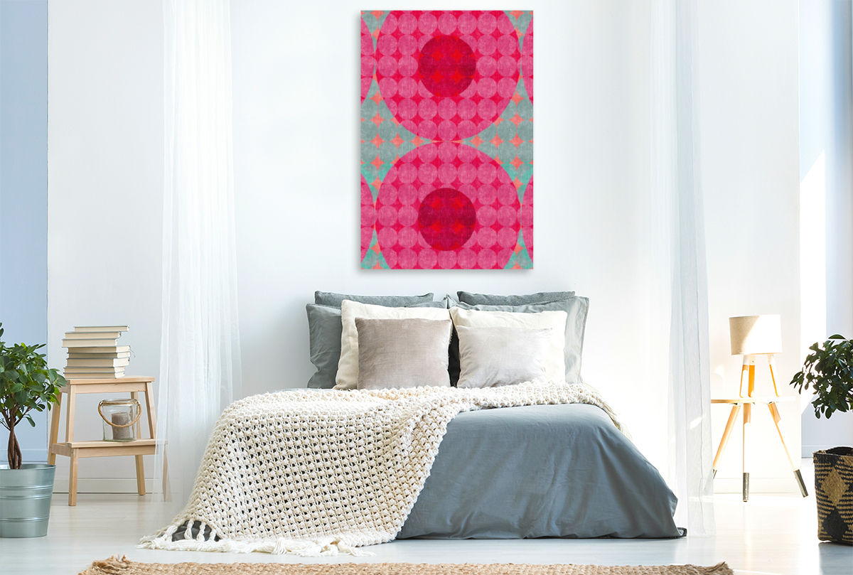 Calvendo Leinwand — Punkte, Rot und Türkis