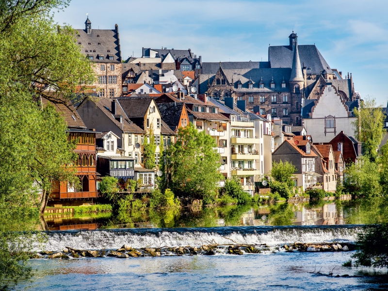 Marburg an der Lahn, Blick vom Hirsefeldsteg