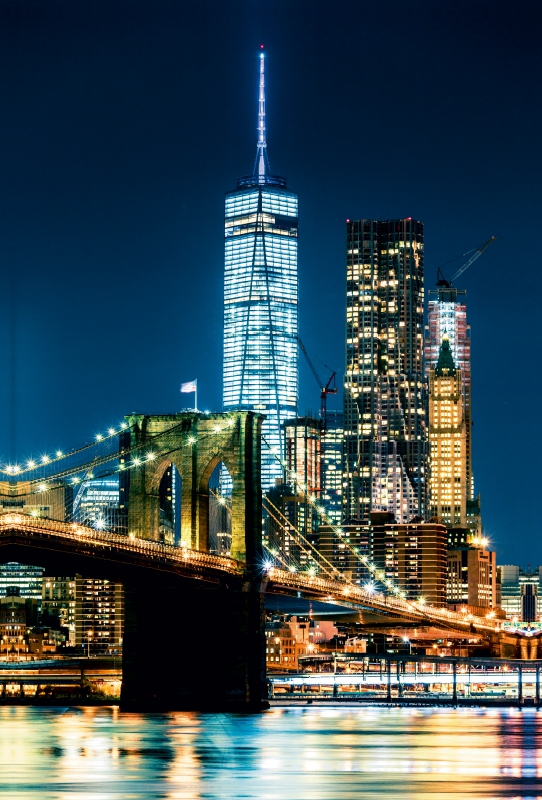 New York, Brooklyn Bridge und World Trade Center