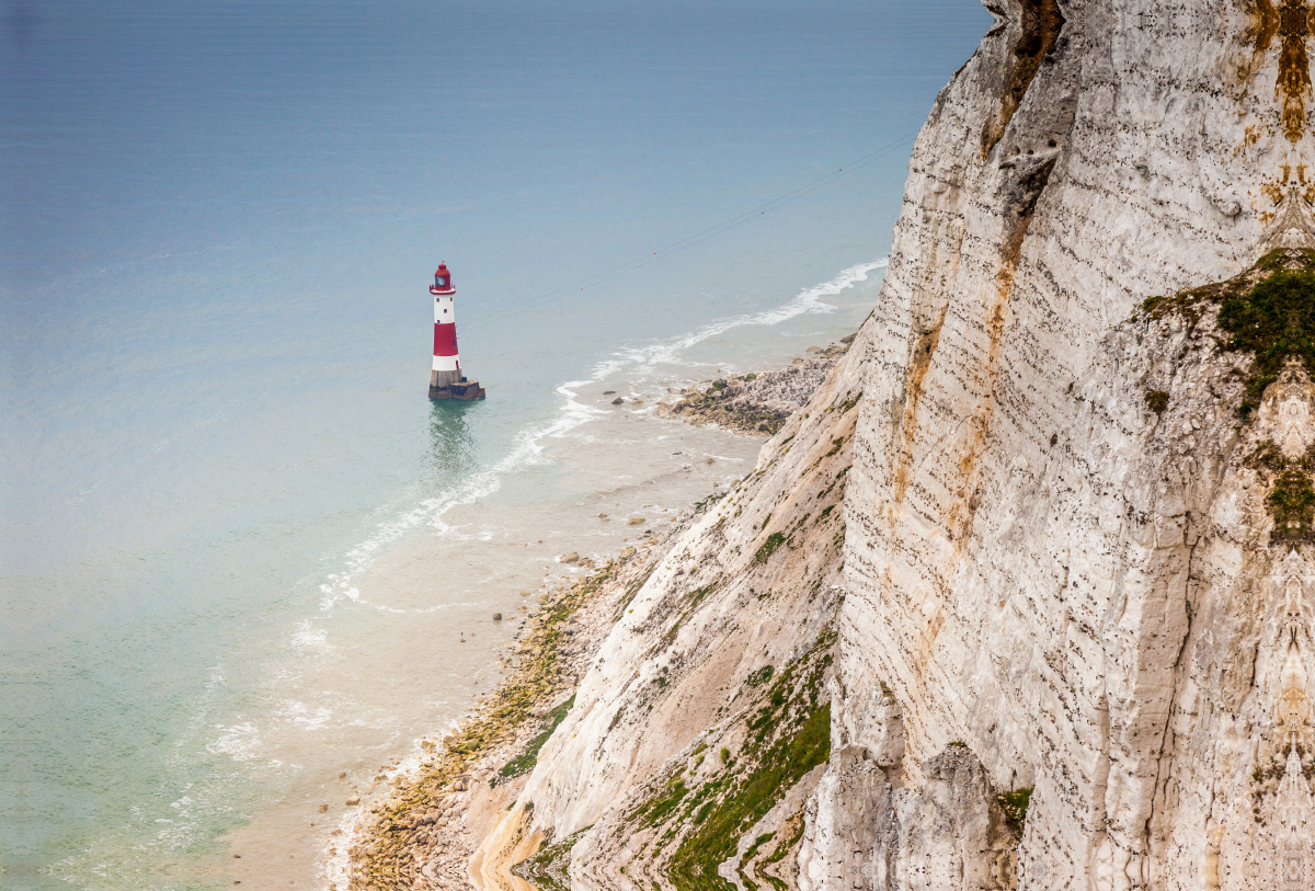 Beachy Head Leuchtturm bei Eastbourne in East Sussex, England